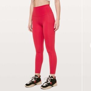 Lululemon wunder under hi rise 7/8 tight in dark red size 4 like new condition
